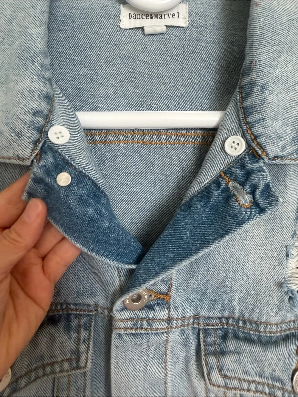 Distressed Tie Dye Light Wash Cropped Denim Jacket S/M